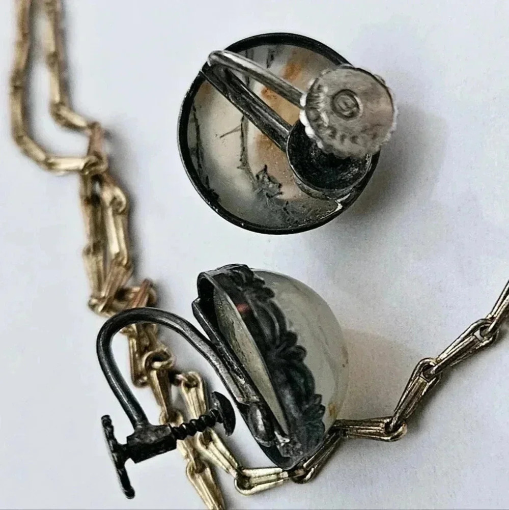 Vintage Necklace & Earring 3 pcs set Pendent Scandinavian Rock. - Picture 9 of 9